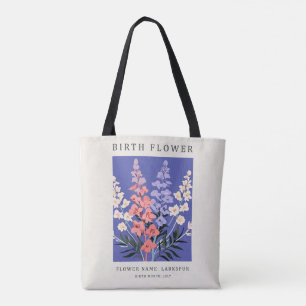 Tote Birth Month Larkspur Bolsa