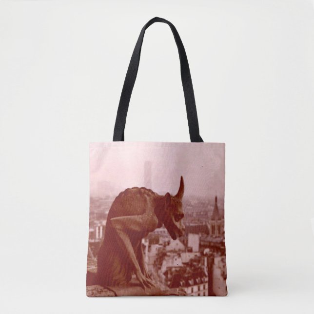 Tote Black & White Vintage Paris Photo Gargoyle Bolsa (Frente)