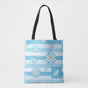Tote Blue Snowflake Daisies Comprando Bolsa