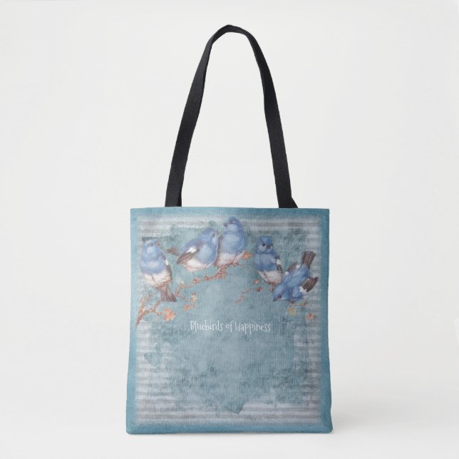 Tote Bluebirds da felicidade - azul Pastel - bolsa (Frente)