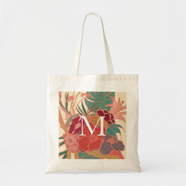 Tote Bohemian Monograma Floral Vintage Bolsa (Frente)