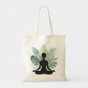 Tote Boho Bolsa de Compras Botânica Meditação Silhueta