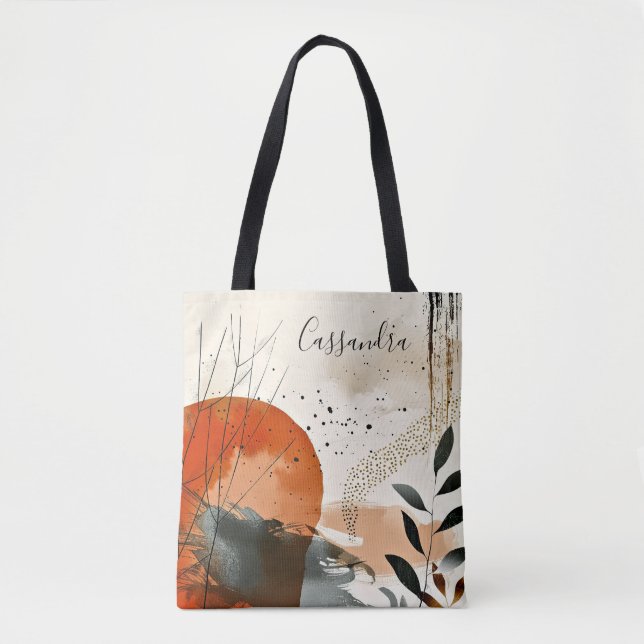 Tote Boho Landscape Abstrato Bolsa (Frente)