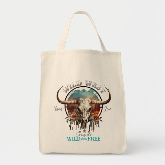 Tote Boho Wild e Free Grocery Bolsa (Frente)