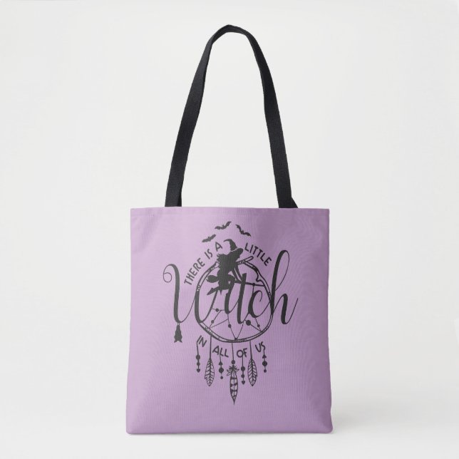 Tote Boho Witch Vibes Bolsa - Pequena Bruxa em Todos nó (Frente)