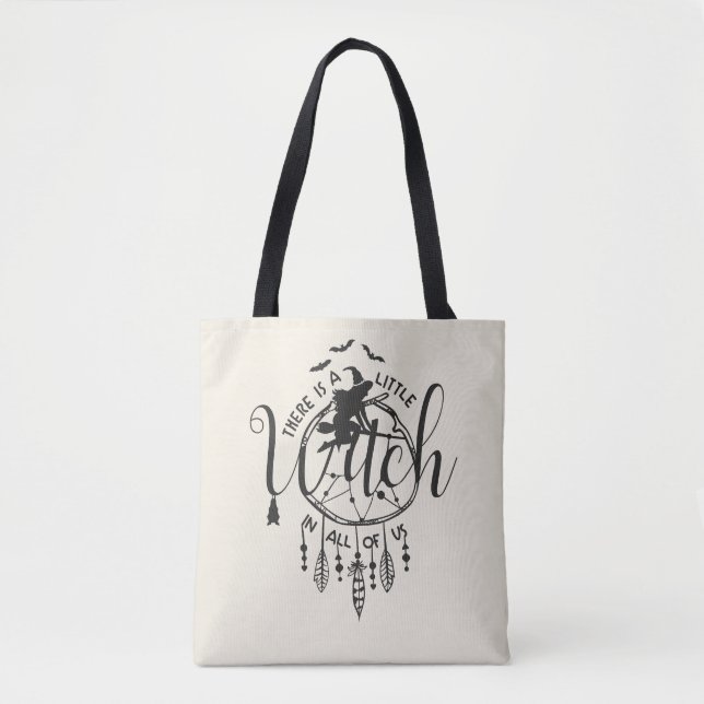Tote Boho Witch Vibes Bolsa - Pequena Bruxa em Todos nó (Frente)