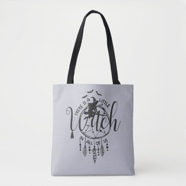 Tote Boho Witch Vibes Bolsa - Pequena Bruxa em Todos nó (Frente)