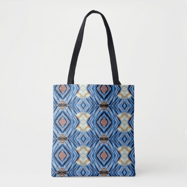 Tote Bolsa abstrato azul e amassado (Frente)