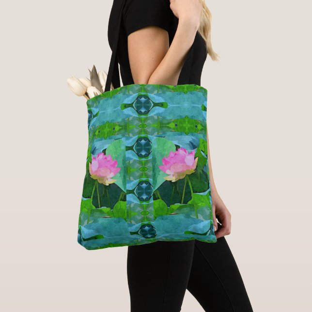 Tote Bolsa - Abstrato de Lotus Rosa (Close Up)