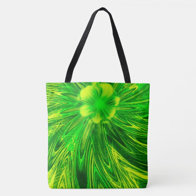 Tote Bolsa Abstrato Linhas Verde Flor (Frente)