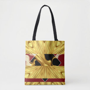 Tote Bolsa Achempong de luxo: Vermelho Carmesim & Doura