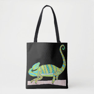 Tote Bolsa All-Over - Green Chameleon (preto)