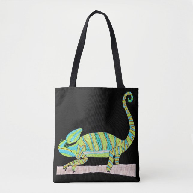 Tote Bolsa All-Over - Green Chameleon (preto) (Frente)