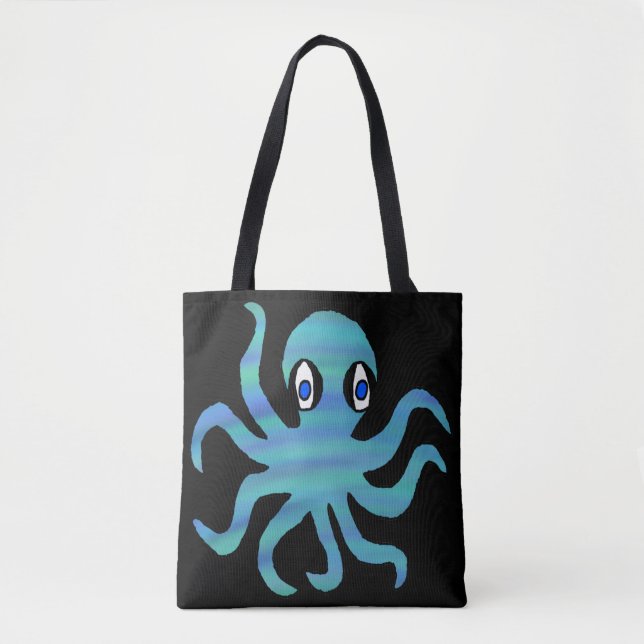 Tote Bolsa All-Over - Octopus Verde Azul (preto) (Frente)
