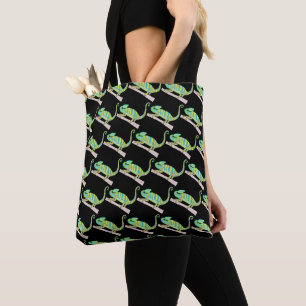 Tote Bolsa All-Over - Verde Chameleon (padrão preto)