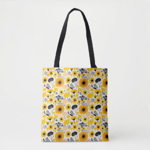 Tote Bolsa Amarela de Flores Totem