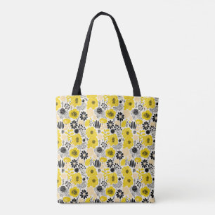 Tote Bolsa Amarela de Flores Totem