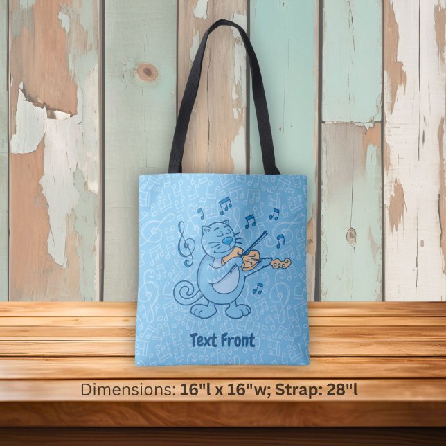 Tote Bolsa Azul com Gato e Violino (Criador carregado)