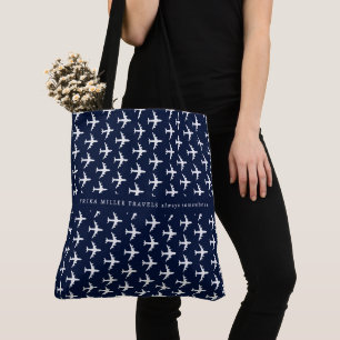 Tote Bolsa Azul de Aviões Brancos