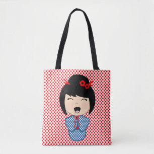 Tote Bolsa Azul de Kokeshi