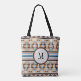 Tote Bolsa Azul e Marrom do Sudoeste Abstrato