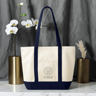 Tote Bolsa Azul Marinho com Logotipo de Negócios Minima