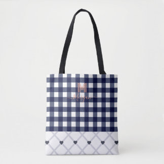 Tote Bolsa Azul Marinho com Monograma Personalizado