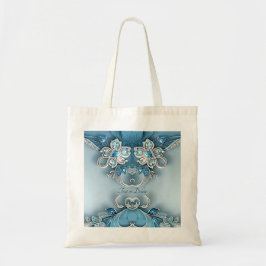 Tote Bolsa Azul Ornada Floral