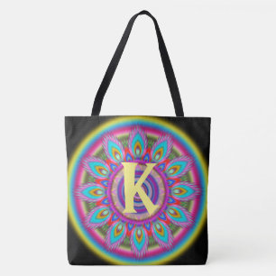 Tote Bolsa BLACK 2 psicedélico grande inicial personali