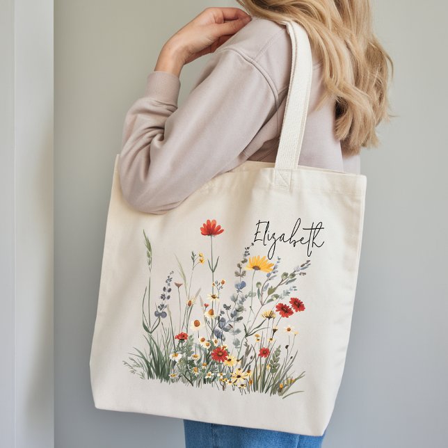 Tote Bolsa Botânica Personalizada de Aquarela, Presente (Bridal party gifts,
• Bridesmaid proposal boxes, Bride-to-be keepsakes, Birthday gifts for her)