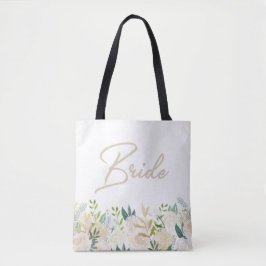 Tote Bolsa Branco de Casamento Floral