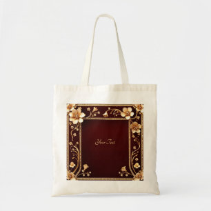 Tote Bolsa Burgundy Golden Flowers