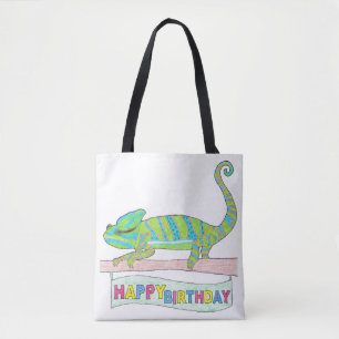 Tote Bolsa - Camaleão de aniversário (branco)