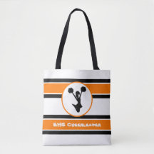 Bolsa Cheerleader Preto E Laranja Personalizado