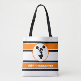 Tote Bolsa Cheerleader Preto E Laranja Personalizado