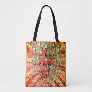 Tote Bolsa Chic de Estilo Folclórico Abstrato para Comp