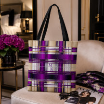 Bolsa Chic Monograma Xadrez Roxa