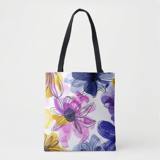 Tote Bolsa Colorida de Flores - Estilosa e Única (Frente)