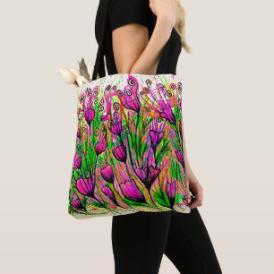 Tote Bolsa com flores rosa