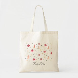 Tote Bolsa com Flores Rosa Personalizáveis
