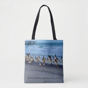 Tote Bolsa com foto de pássaros, escumadores pretos