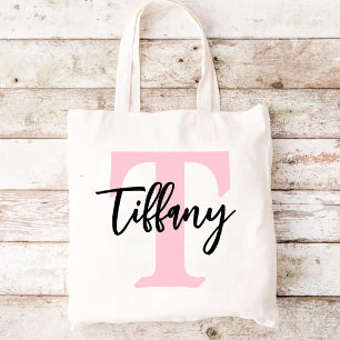 Tote Bolsa com Nome Inicial Personalizado, Presente de