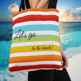 Tote Bolsa com Padrão de Listras de Arco-íris Colorido