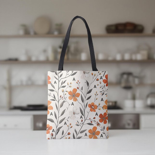 Tote Bolsa com Padrão Floral Personalizado para Mulhere (bridesmaid proposal gift, bachelorette tote bag, birthday gift for her, Mother’s Day gift, gift for )