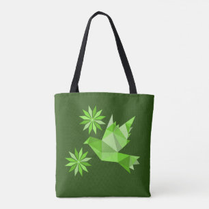 Tote Bolsa com pássaro criativo com flor