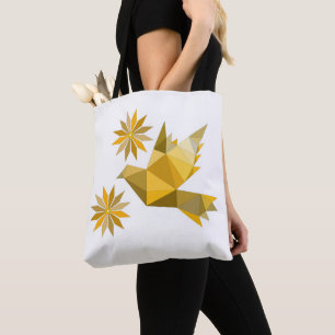 Tote Bolsa com pássaro criativo com flor
