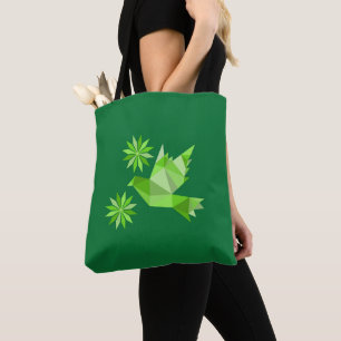 Tote Bolsa com pássaro criativo com flor