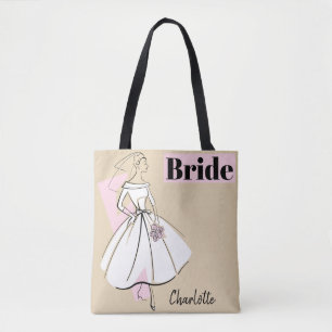 Tote Bolsa cor-de-rosa de noiva neutra