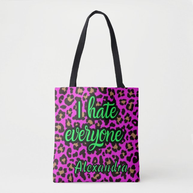 Tote Bolsa Custo "Eu Odeio Todos" Sarcástica com Estamp (Frente)