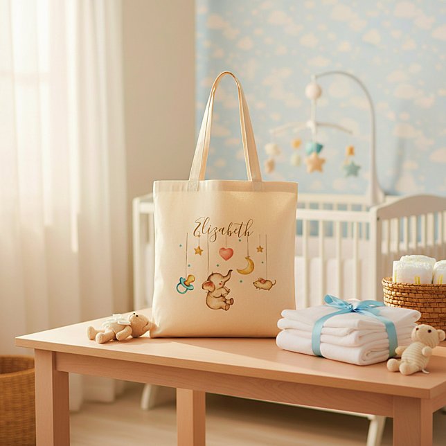 Tote Bolsa Cute baby Elephant baby (Criador carregado)